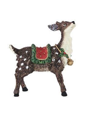 Grandeur Noel Reindeer Christmas Holiday Figurine With Festive Saddle & Bell Acc